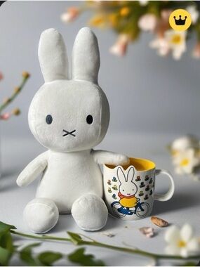 Miffy White Plush Bunny & Ceramic Mug - Soft Stuffed Toy for Kids & Home Decor